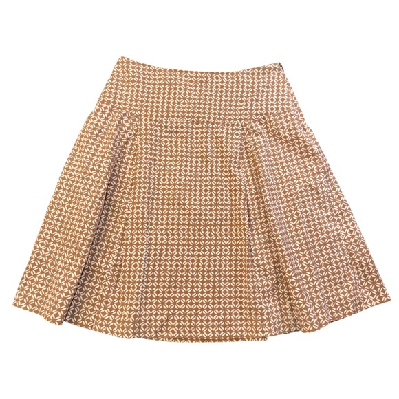 J.McLaughlin Dresses & Skirts - J.McLaughlin Lord & Taylor Brown Geometric Print Pleated A-Line Skirt Womens 4